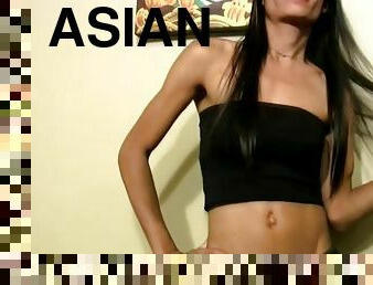 Asian shemale shows her delicious small tits long tail package