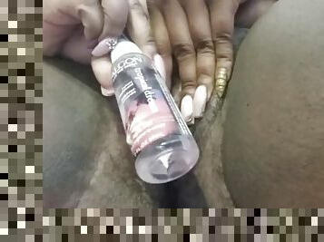 bouteille, poilue, masturbation, ébène, black, belle-femme-ronde