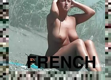 française, plage, assez