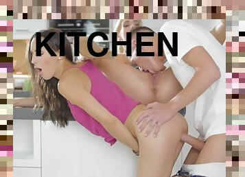 Intense cock sharing in the kitchen by Lilu4u and Nesty