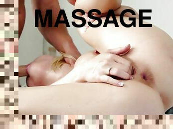 Massage turns wild for blonde with fine ass