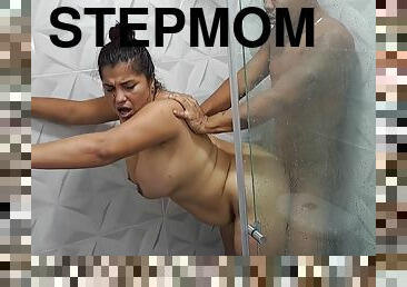 My Stepmom Sucks My Balls In The Shower. Part 2. I Fuck Her Rich Pussy And Cum On Her Big Tits