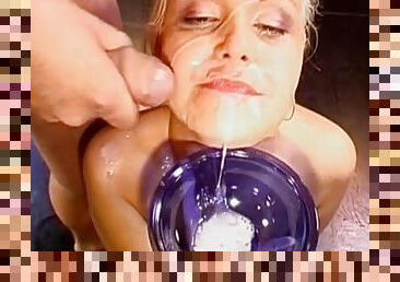 Blonde babe gang banged and splashed