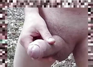 Masturbation with cum in the woods completely naked on the highway