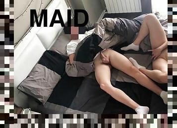 The maid couldnt resist when she saw her masters cock