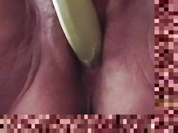 masturbación, orgasmo, coño-pussy, amateur, madurita-caliente, regordeta, americano, prieto, madre, banana