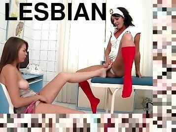 Nurse and patient have lesbian foot fetish sex