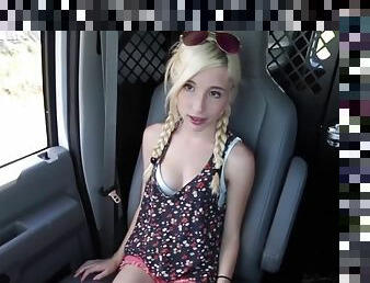 Cutest braided pigtails ever on a cocksucker in the car