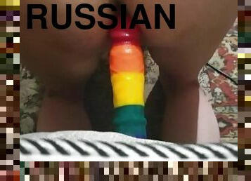 rosyjskie, amatorskie, anal, zabawka, gej, w-domu, jeżdżenie, dildo, solo