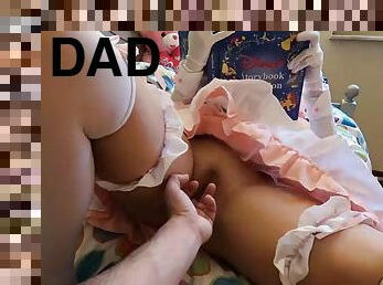 Stepdaughter reads to her daddy and lets him fuck her