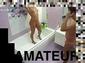 mandi, amatir, gambarvideo-porno-secara-eksplisit-dan-intens, pasangan, nakal, mandi-shower