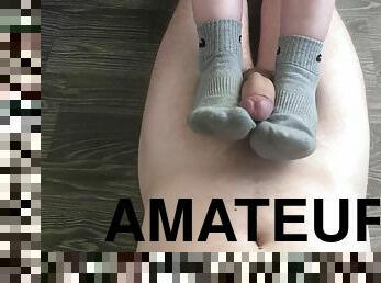 amatori, jet-de-sperma, adolescenta, picioare, fetish, stimulare-cu-piciorul