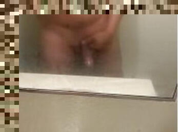 Horny Latino thug in the shower looking for a thick milf