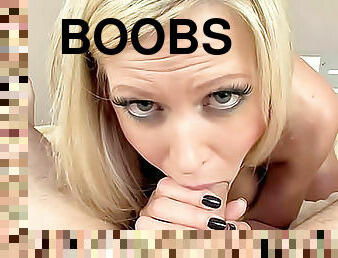 Big boobs blonde is a pretty eyes cocksucker