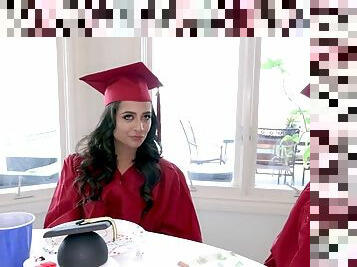 Students jynx maze and juan celebrate their graduations