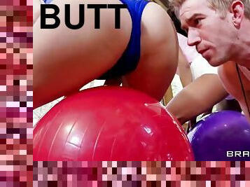 Angel wicky and kiki minaj jumps on gym balls before danny's eyes