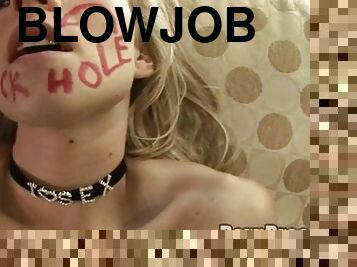 pikslikkeri, teenager, slave, i-ansigtet, blond, misbrugt