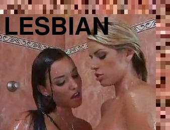 Tasty lesbians getting busy in the shower