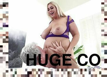 Blonde BBW Lila Lovely takes a big cock deep in her pussy