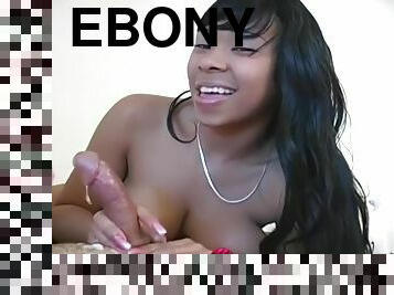 Ebony Handjob Babe Jerks Off Dick