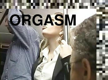 orgasme, amatør, blond, buss