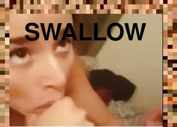 Cum in mouth and swallows then fucked