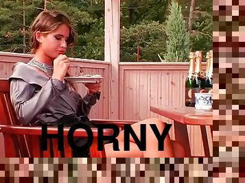 Horny women eat porn
