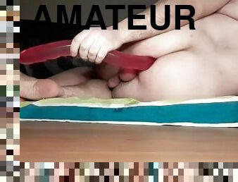 amador, anal, gay, bochechuda, dildo, sozinho