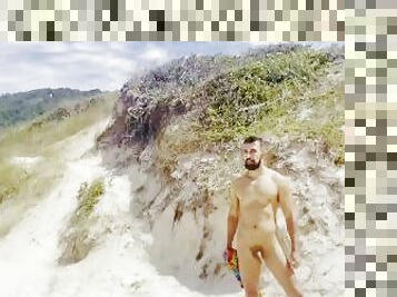 nudist, javno, amaterski, gej, plaža, brazilke, solo, mišičasti, fleširanje