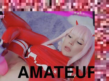 Sexy Zero Two destroy her tight ass with huge dildo AliceBong