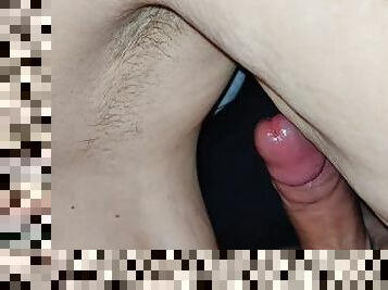 Wet blowjob soft saggy tits and cum on hairy armpits