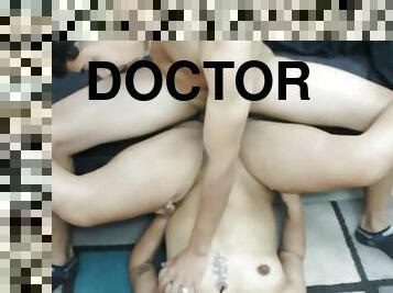 The horny Brunete doctor sees my big cock and decides to try it - Porn in Spanish