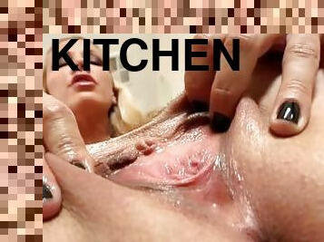 Sandy AKA Vega Vixen, Solo Kitchen Blonde Big Ass Babe, anal Masturbation, super hot and sexy Tease3