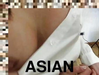 asiatique, gros-nichons, masturbation, orgasme, lesbienne, maman, pieds, bas, baisers, cocu