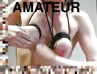 gros-nichons, secrétaire, femme, amateur, milf, allemand, bdsm, esclave, seins, bondage