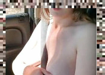 Hot Mom strips in car  Naked Babe in vehicle