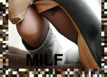 milf, massage, amerikansk, fetish, fodjob, femidom, kæmpe, nylon