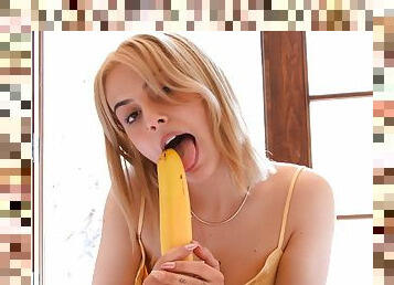 onani, fisse-pussy, teenager, solo, barberet, banan, ben