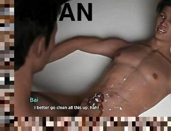 asien, papa, dilettant, anal-sex, beule-schuss, homosexuell, japanier, paar, gesichtspunkt, geile