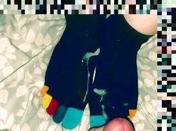 Rainbow toes toe sock cum shot