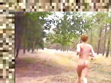 Nude running in the forest in the Netherlands 1991