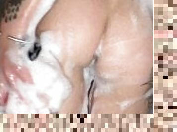 mandi, mastubasi, orgasme, muncrat, amatir, remaja, mainan, mandi-shower, seorang-diri