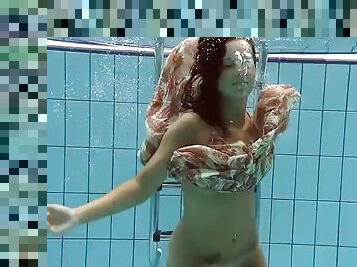 Hot brunette with big tits Krasula Fedorchuk swimming