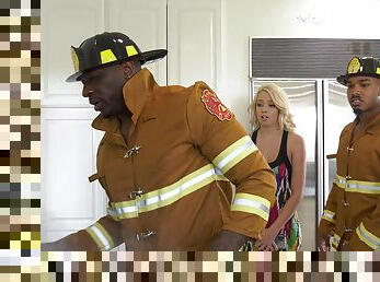 Firefighters black fuck naked blonde wife in severe trio