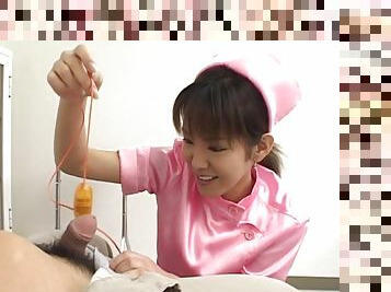 Japanese nurse tries missionary with a patient