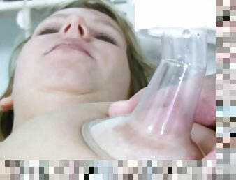 chatte-pussy, médecin, blonde, naturel, douce, rasé, hôpital, examen-gyno