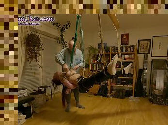 Topless Face Up Shibari Suspension With Vibrator, Real Couple Testing New Ropes