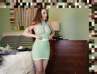 St. Patricks day Irish cutie tries on festival haul