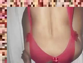 Red Sexy panties Sri Lanka Doggystyle  Cum on pussy