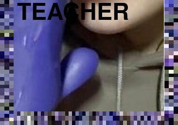 hot teacher gives a slobbery blowjob